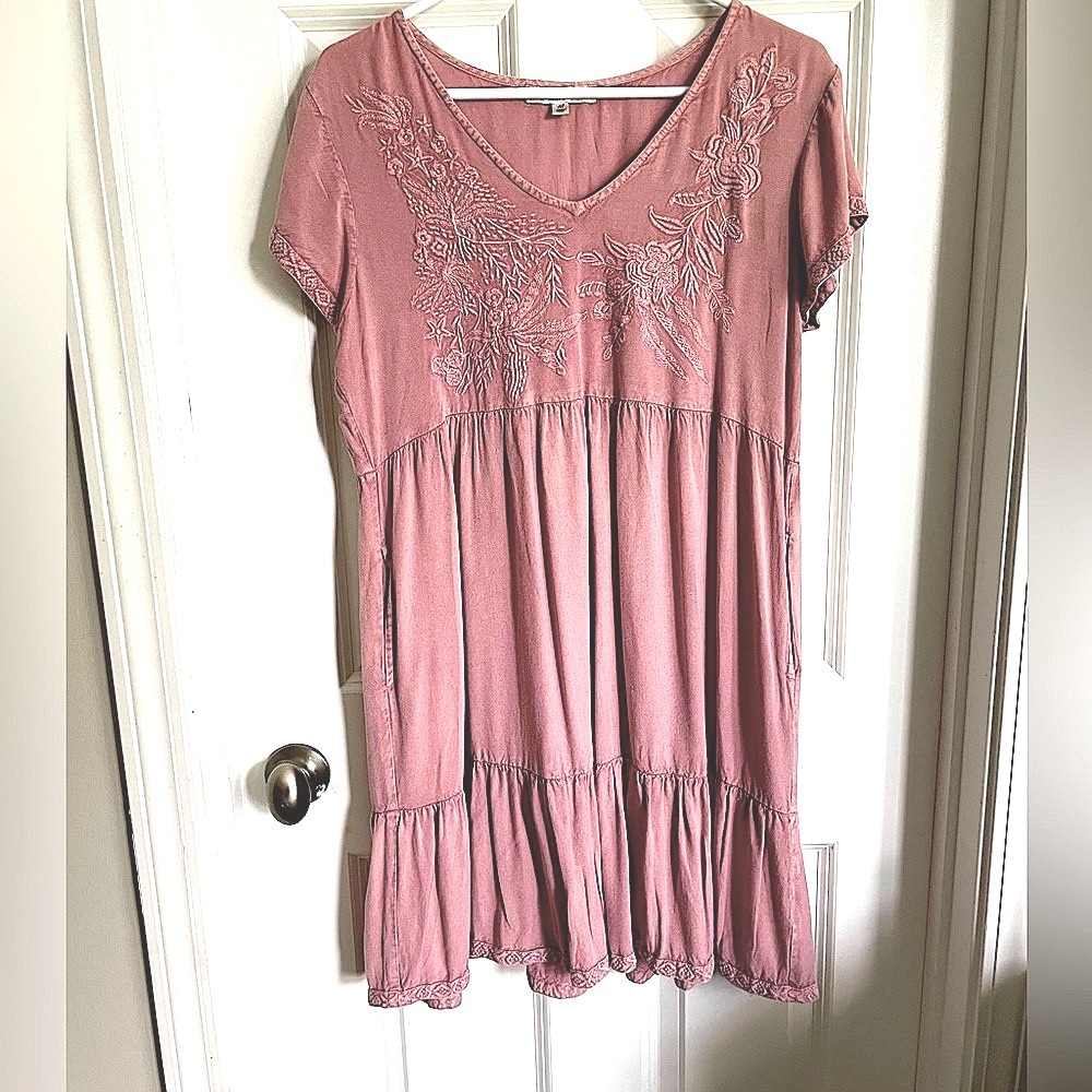 SALE!! Solitaire Soft Blush Pink Embroidered Dress